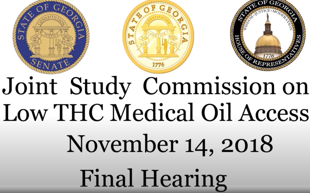 Final Joint Study Commission on Low THC Cannabis Oil Access – Nov.14, 2018 Atlanta GA
